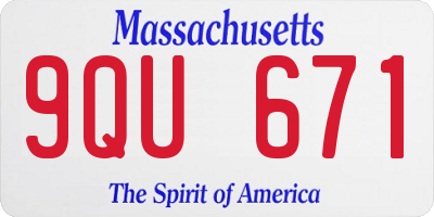 MA license plate 9QU671
