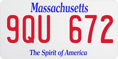 MA license plate 9QU672