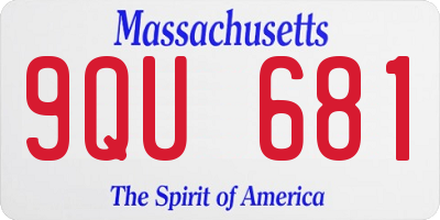 MA license plate 9QU681