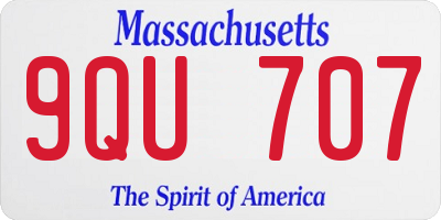 MA license plate 9QU707
