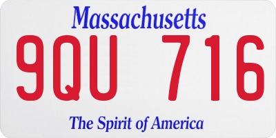 MA license plate 9QU716