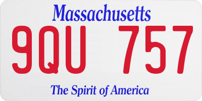 MA license plate 9QU757