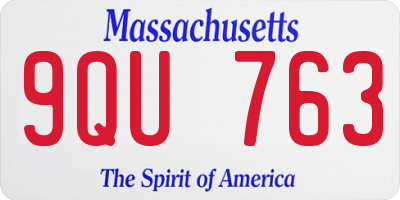 MA license plate 9QU763