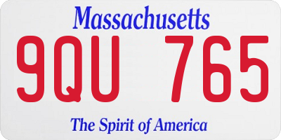 MA license plate 9QU765
