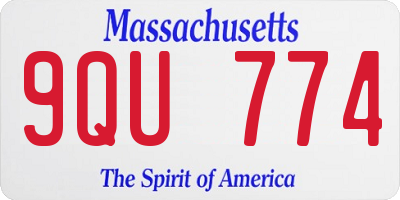 MA license plate 9QU774