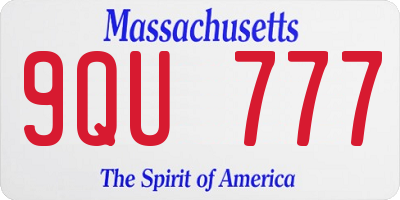 MA license plate 9QU777