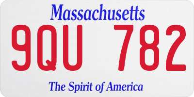 MA license plate 9QU782