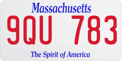 MA license plate 9QU783
