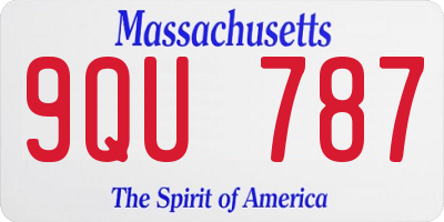 MA license plate 9QU787