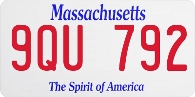 MA license plate 9QU792
