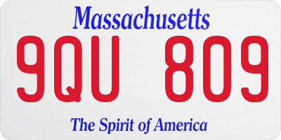 MA license plate 9QU809