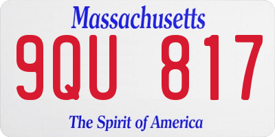 MA license plate 9QU817
