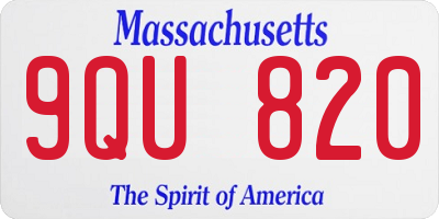 MA license plate 9QU820
