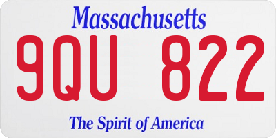MA license plate 9QU822