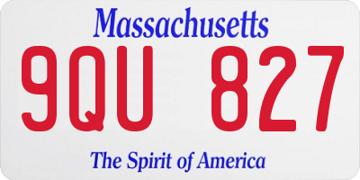 MA license plate 9QU827