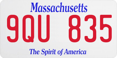 MA license plate 9QU835