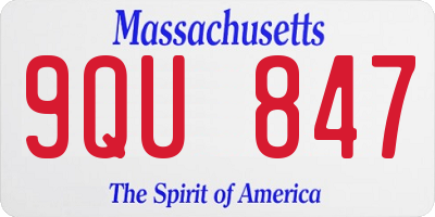 MA license plate 9QU847