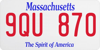 MA license plate 9QU870