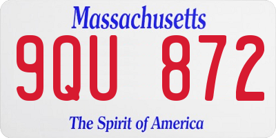 MA license plate 9QU872