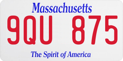 MA license plate 9QU875