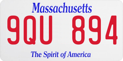 MA license plate 9QU894