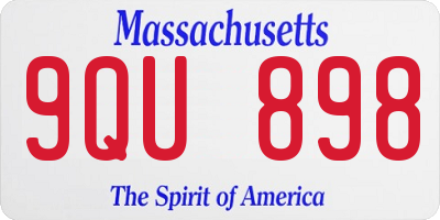 MA license plate 9QU898