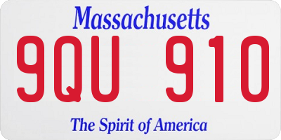 MA license plate 9QU910