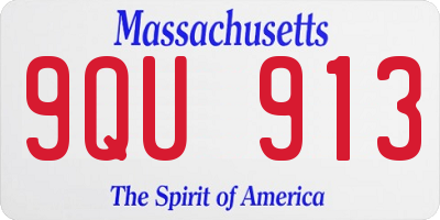 MA license plate 9QU913