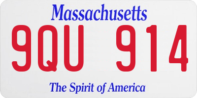 MA license plate 9QU914