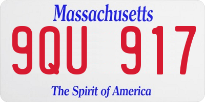 MA license plate 9QU917