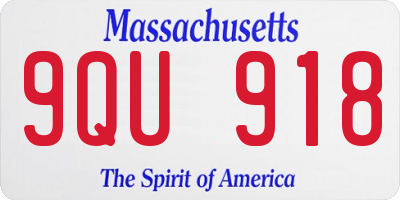 MA license plate 9QU918