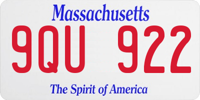 MA license plate 9QU922