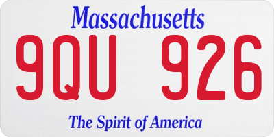 MA license plate 9QU926