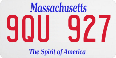 MA license plate 9QU927