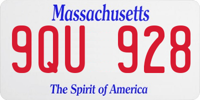 MA license plate 9QU928