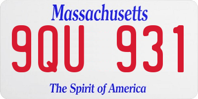 MA license plate 9QU931