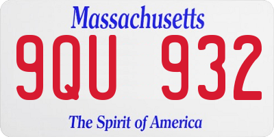 MA license plate 9QU932
