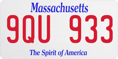 MA license plate 9QU933