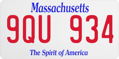 MA license plate 9QU934