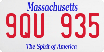 MA license plate 9QU935