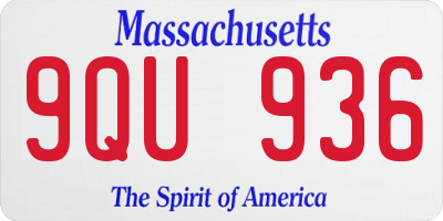 MA license plate 9QU936