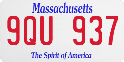 MA license plate 9QU937