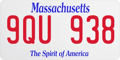 MA license plate 9QU938