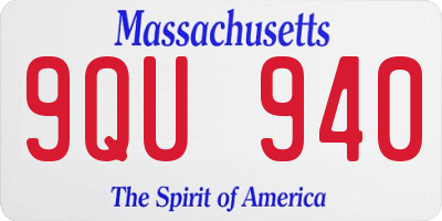MA license plate 9QU940