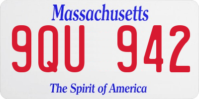 MA license plate 9QU942