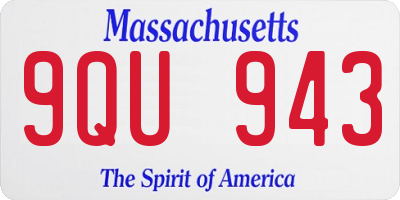 MA license plate 9QU943