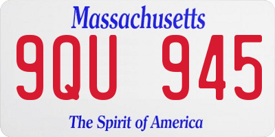 MA license plate 9QU945