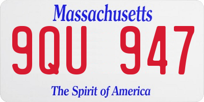 MA license plate 9QU947