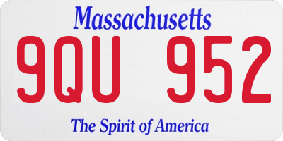 MA license plate 9QU952