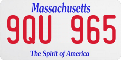 MA license plate 9QU965